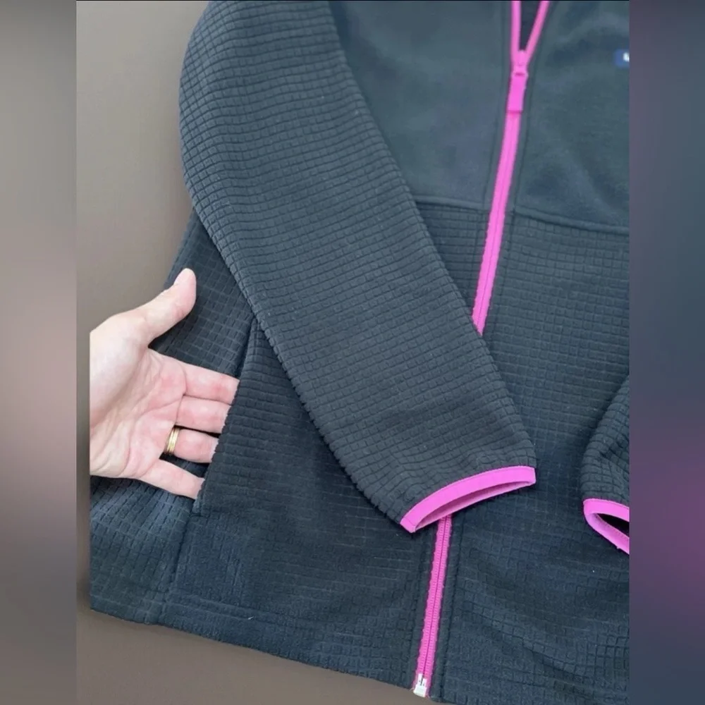 Lands End Jacket Womens S Small 6 - 8 Black Pink Zip Fleece Hiking Outdoors - Picture 6 of 8